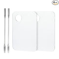 G2PLUS 2PCS Acrylic Cosmetic Palette with 2PCS Spatula,Makeup Palette Mixing Tray Apply for Eye Shadow Nail Art Pigment Blending (Rectangle)