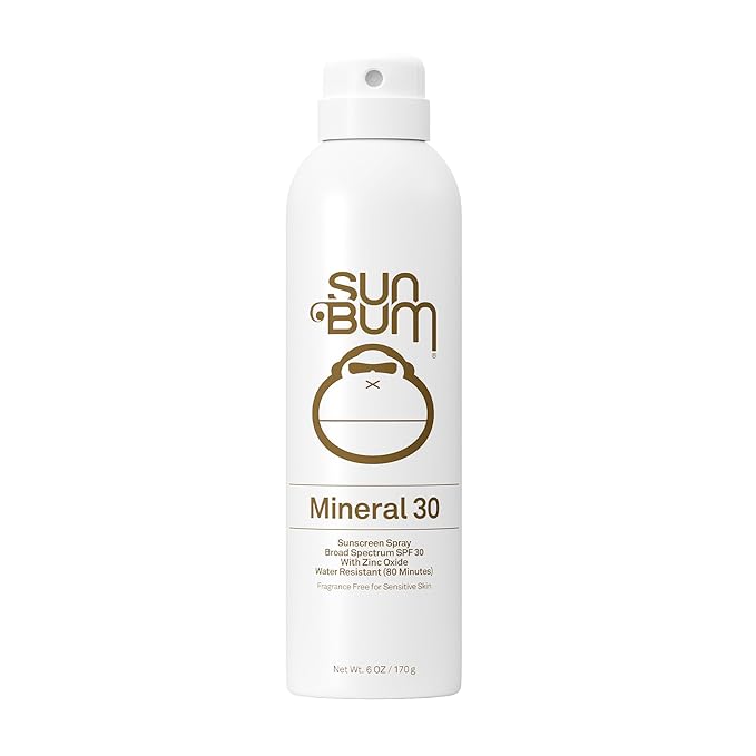 Sun Bum Mineral SPF 30 Sunscreen Body Spray - NEW FORMULA Water-Resistant Broad Spectrum Moisturizing Sunscreen with Vitamin E - Hawaii 104 Act Compliant (Made without Octinoxate & Oxybenzone) - 6 oz