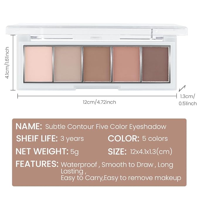 5 Color Matte Eyeshadow Palette, Warm Peach Nude Brown Eye Shadow, Soft Blendable Natural Eye Makeup, Smooth Long Lasting Matte Powder for Everyday Soft Glam Look, Sombra de Ojos 2