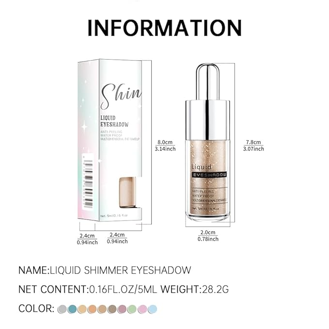 Gold Shimmer Liquid Eyeshadow, High Pigment Blendable Eye Makeup for Older Women, Long Lasting Lightweight Travel Friendly, Suitable for All Eye Shapes, Metallic Glitter Finish 03#