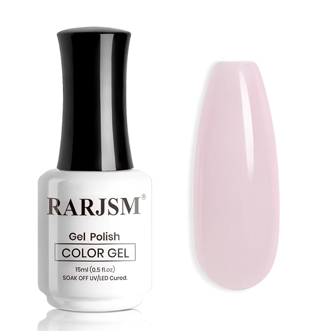 RARJSM Nude Soft Milky Pink Gel Nail Polish Neutral Skin Tone Sheer Jelly Pink Gelpolish 1PC 15ml Single Bottle Creamy Transparent Natural Nudegel Polish Soak off Cured for Home Salon French Manicure