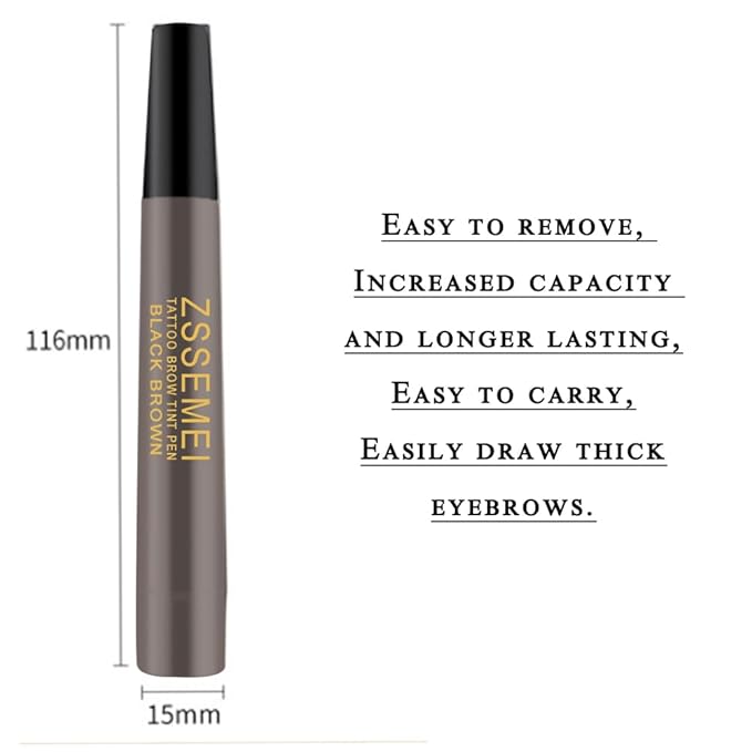 Waterproof Eyebrow Pen for Women - Microblading Tattoo Eye Brow Pencil, Long Lasting All Day, Creates Natural Looking (Black Brown - 2 PCS)
