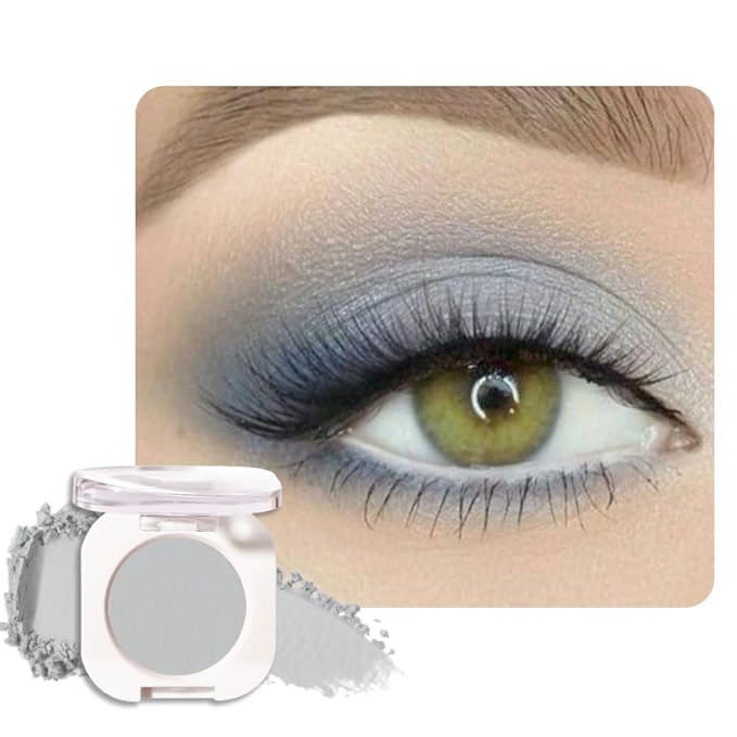 WanTuoluo Smoky Gray Matte Eyeshadow Palette for Women, Single Monochrome Eye Shadow Makeup, Shiny Pressed Powder, Blendable Natural sombras para ojos, Holographic,Vegan,Travel -28