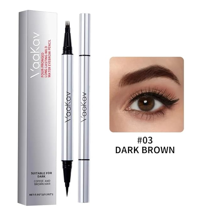 Eyebrow Pencils for Women Waterproof, Eyebrow Pencil & Eyebrow Pen 2 in 1, Long Lasting Brow Pencil, Natural Hair Like Eye Brow Pencil, Brown Eyebrow Pencil (03 DARK BROWNS)
