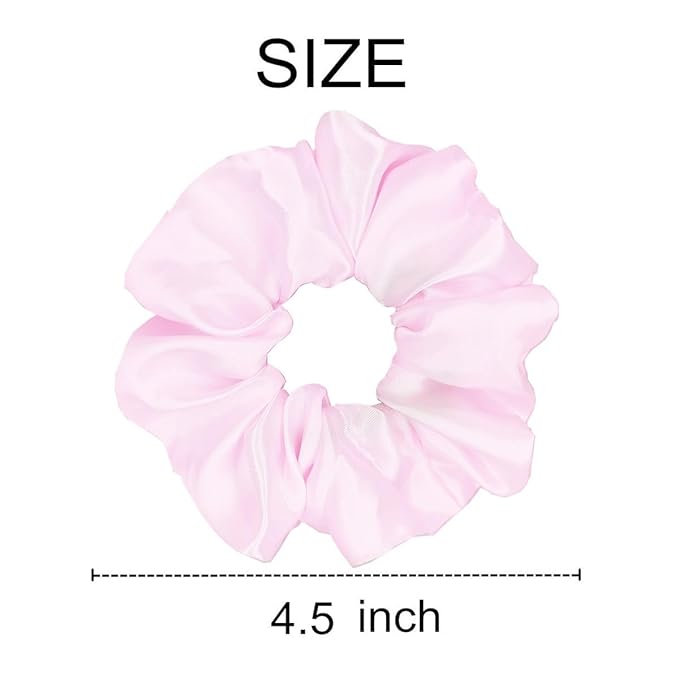 Sufermoe 12 Pcs Satin Silk Hair Scrunchies, 4.5 Inch, Pale Pink, Soft Hair Ties, Fashion Hair Bands, Ponytail Holders for Women and Girls