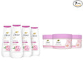 Dove Body Wash 4 Count Renewing Peony and Rose Oil and Body Scrub 3 Count Himalayan Salt & Rose Oil