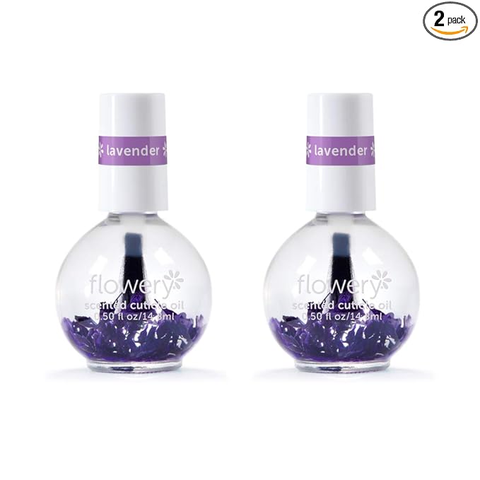Flowery Lavender Scented Cuticle Oil – Nail & Cuticle Treatment, for Dry Cracked Cuticles, Moisturizing Nail Oil for Strong Healthy Nails, 0.5 oz, 2 Pack