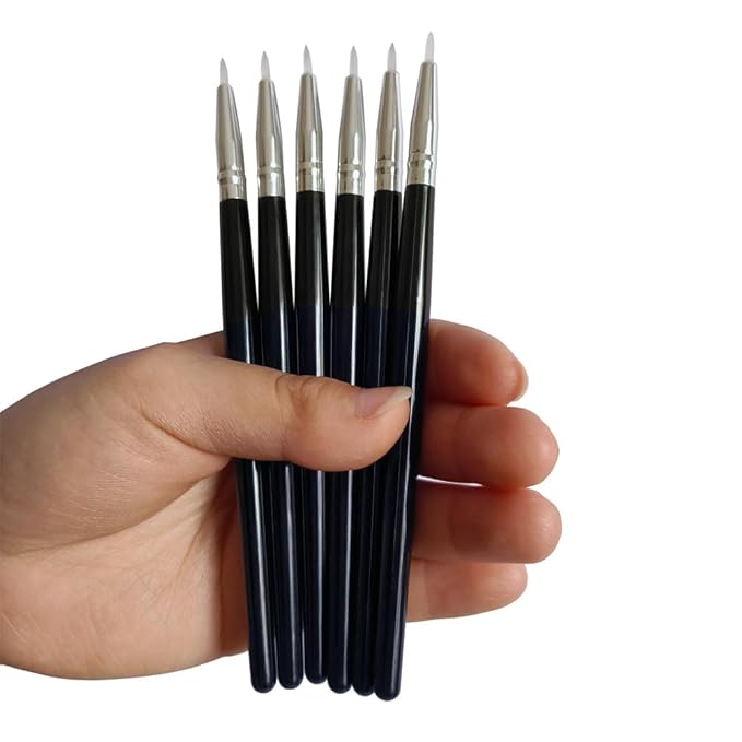 Silicone Eyeliner Brushes for UV resin, Metallic Glitter Shimmer Eyeshadow, Nail Sequins Nail Sticker Colorful Hearts，Gel or Liquid Eyeliner Along Lash Lines (6pcs, black handles)