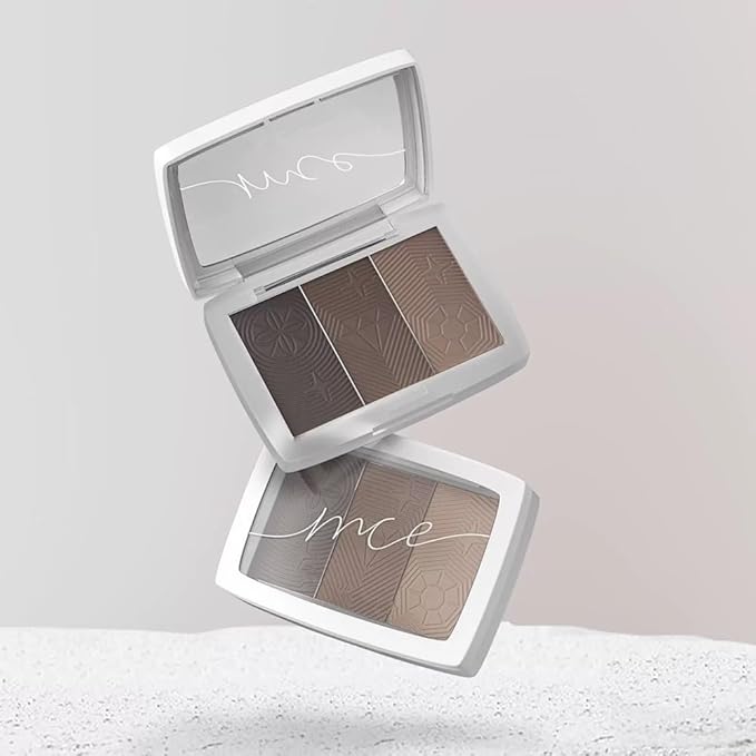 Eyebrow Powder Makeup Set - 3-Color Eyebrow Palette, Long-Lasting Eyebrows, Dark/Light Brown Eyebrow Powder, Fills and Shapes Perfect Brows for Women