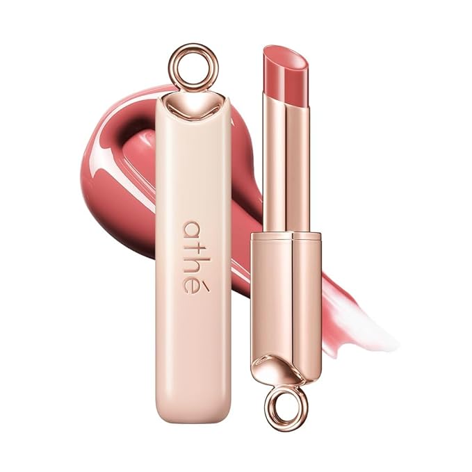 athé Authentic Lip Glowy Balm – Glossy Tinted Lip Treatment Stick | Ceramide NP, Squalane & Palmitoyl Tripeptide-1 | Tremella Fuciformis (Snow Mushroom) | Fragrance-Free | K-Beauty | 0.12 oz