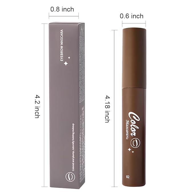 BINGBRUSH 2Pcs-Eyebrow Mascara Tinted Thickening,Brown Mascara Fast Sculpt,Waterproof, Transfer-proof, Brush to Fill in Eyebrows and Cover Gray Hairs - Cruelty Free (02# Natural Brown)