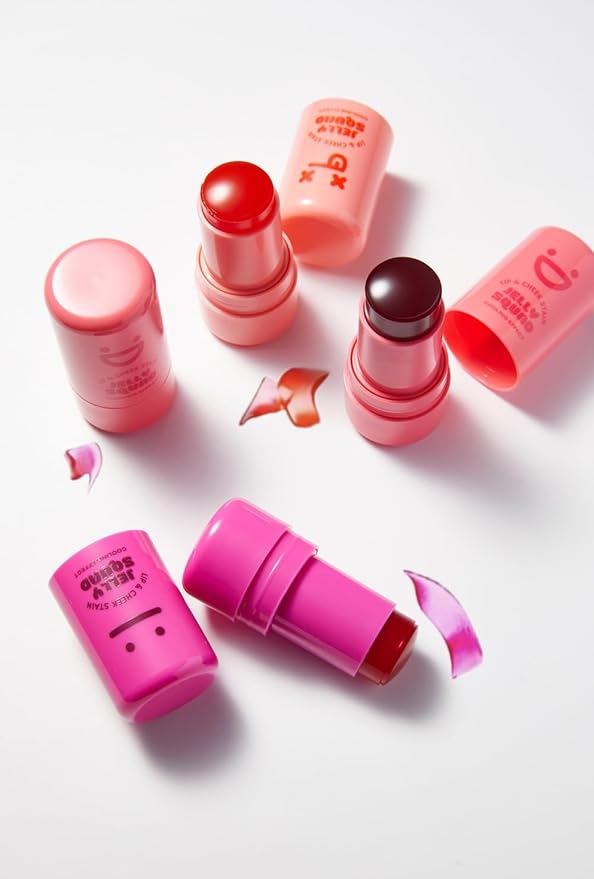 Jelly Squad Lip and Cheek Stain 2 in 1 Tinted Jelly Blush and Lip Stain Long Lasting Lightweight Natural Finish Hangry Watermelon Red, 0.28 FL.OZ/8G，pack of 1