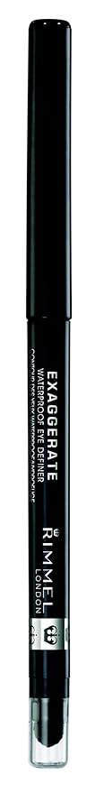 Rimmel London Exaggerate Waterproof Eye Definer Eyeliner, Highly Pigmented, Long-Wearing, Built-In Smudger, 262, Blackest Black, 0.01oz, 1 Count (Pack of 2)