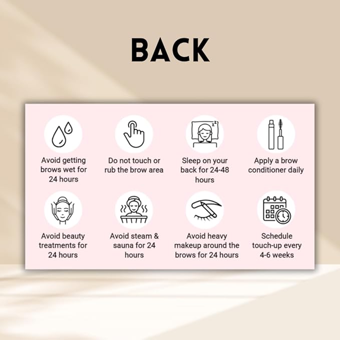 Brow Lamination Aftercare Card | 50 Pack | 2x3.5 Inch Card Size | Brow Lift and Tint, Simple Design with Illustration & Instruction