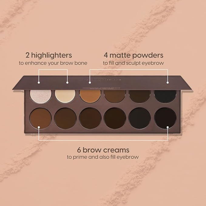 KARA BEAUTY Eyebrow Kit - Brow Makeup Kit with Powders, Pomades & Highlighters – Blendable, Long-Wear Eyebrow Powder Set for Natural or Sculpted Brows - Perfect for Makeup Artist, Beginner-Friendly