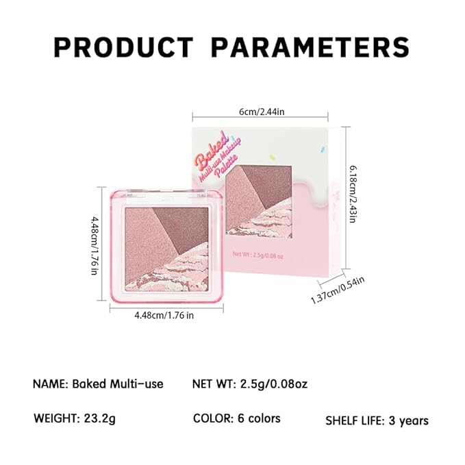 Rose Brown Shimmer Baked Eyeshadow Palette, 3 Color High Pigment Blendable Eye Shadow Makeup for Older Women, Travel Mini Palette Suitable for All Eye Shapes, Vegan Cruelty-Free Romantic Look 03#