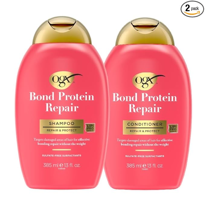 OGX Bond Protein Repair Shampoo & Conditioner Bundle: Sulfate-free Targeted Damage Repair, 2 Pieces (13 fl oz each)
