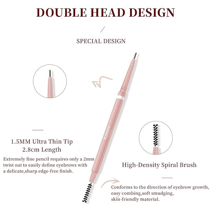 Eyebrow Pencil,2Pcs Professional Micro Brow Pencil with Spoolie Brush,Longwearing Waterproof Eyebrow Pencil,5 Colors to Choose. (#1 Espresso)