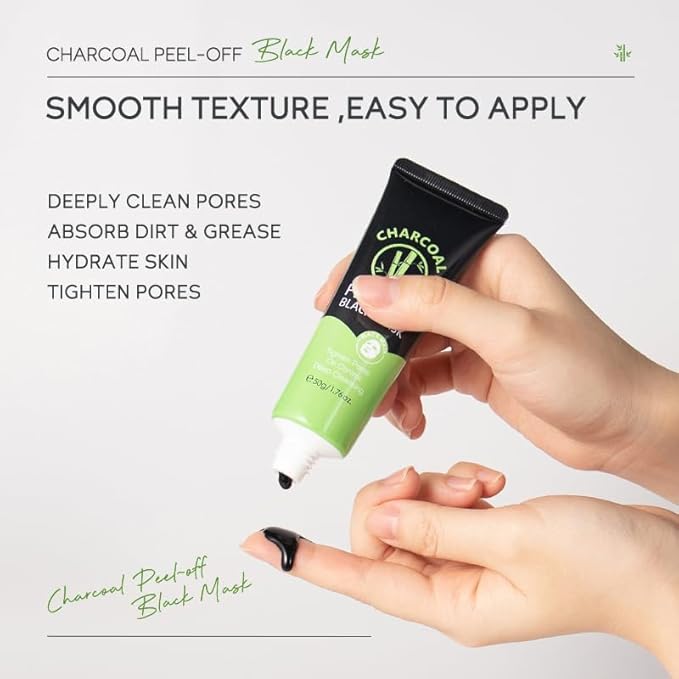 Charcoal Peel Off Mask, Pore Clearing Gel Facial Mask, Oil Control, Tighten Pores, Deep Cleansing for Face Nose Blackhead Pores, Elasticity Hydration Care, Not Over-Drying, Easy-to-use