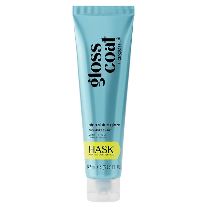 HASK Gloss Coat + Argan Oil High Shine Glaze | Glass Hair Shine, Smooths Frizz, 5 Minute Rinse Treatment | Sulfate, Paraben, & Cruelty Free, Color Safe, Vegan, 5 fl oz