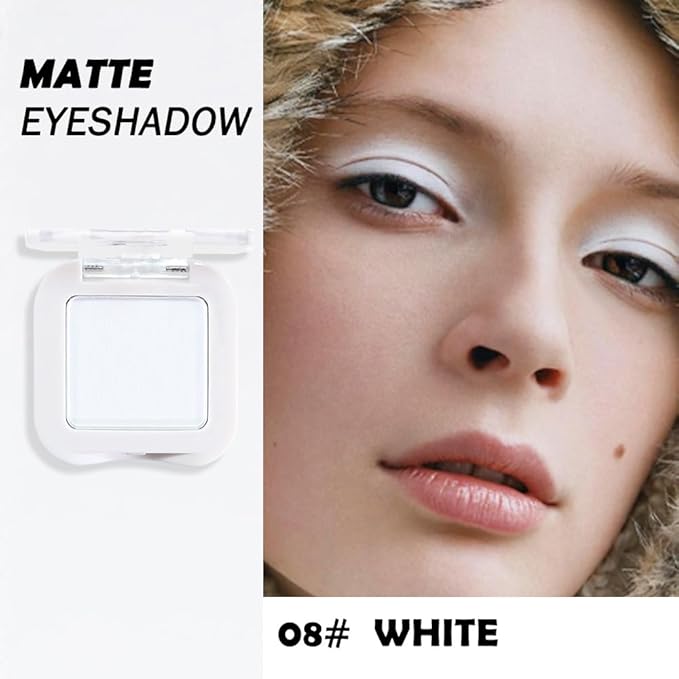 White Matte Single Eye Shadow Palette Makeup for Older Women, White Cream Eye shadow Palette Single for Older Women Matte, High Pigment Waterproof Monochrome Mini Eyeshadow, sombra de ojos