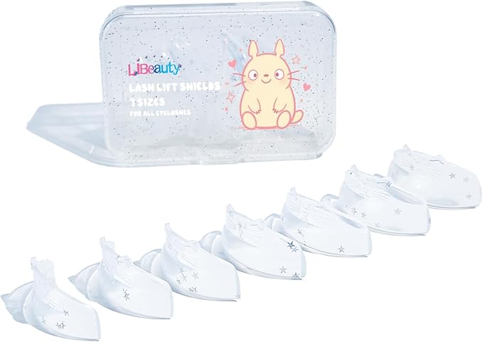 Libeauty Premium Lash Lift Rods, Eyelash Lift Shields 7 Sizes, Reusable Silicone Pads for Eyelash Curling & Lifting, C-Curl White Cat Shape