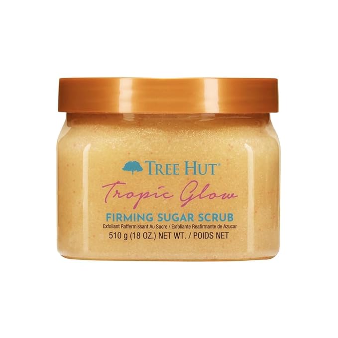 Tree Hut Tropic Glow Body Scrub, Exfoliating & Hydrating Sugar Scrub with Shea Butter & Essential Oils, Smooth Skin, Body Exfoliator For All Skin Types, Self Care Gifts for Women, Vegan, 18 Oz