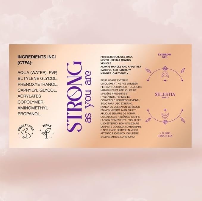 SELESTIA BEAUTY Clear Eyebrow Gel – Long-Lasting Formula for Strong Hold & Natural Finish, Clump & Flake Free – Taming & Defining Brow Lamination Gel, 0.095 fl.oz. – Strong As You Are