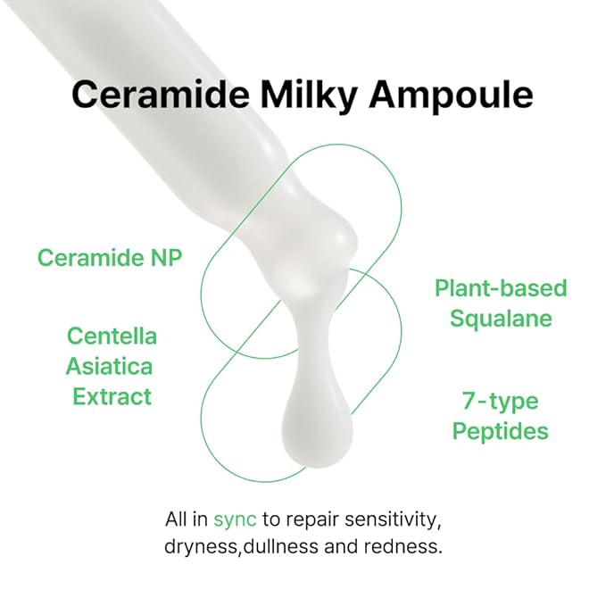 By Wishtrend Ceramide Milky Ampoule- Soothing & Rebalance for Sensitive Skin, Damaged Skin Barrier, Korean Kbeauty Care 1.01 Fl Oz