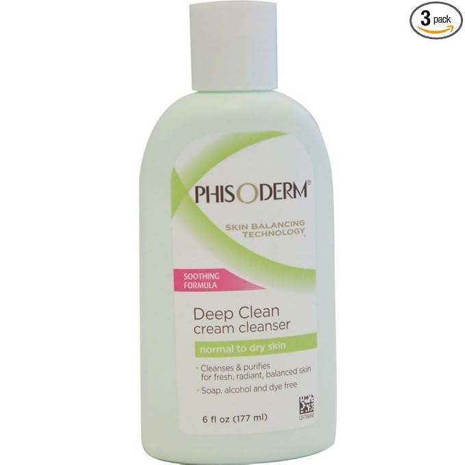 Phisoderm Deep Clean Cream Cleanser For Normal To Dry Skin 6 oz ( Pack of 3)