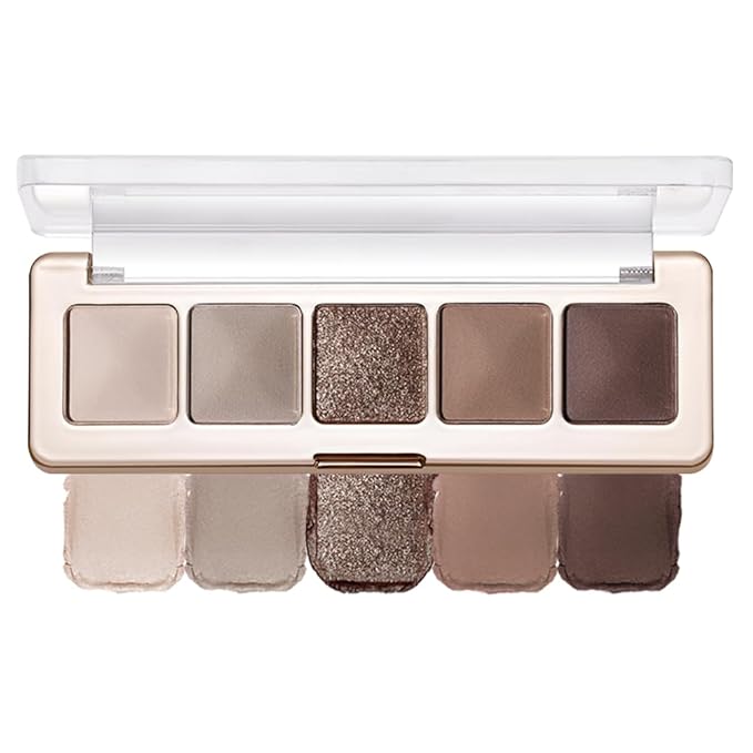 Neutral Nude Brown Eyeshadow Palette–Beige, Cool Taupe, Bronze Gold Shimmer, Cocoa Brown, High-Pigment Blendable Long-Lasting Eye Shadow and Contour Palette for Daily Soft Glam Makeup for Mature Eyes