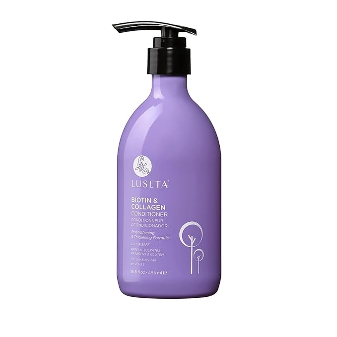 LUSETA Biotin Conditioner for Thinning Hair - Collagen &Argan Oil Infused Volumizing Treatment, Adds Fullness, Strengthens Weak Hair, Sulfate-Free 16.9oz