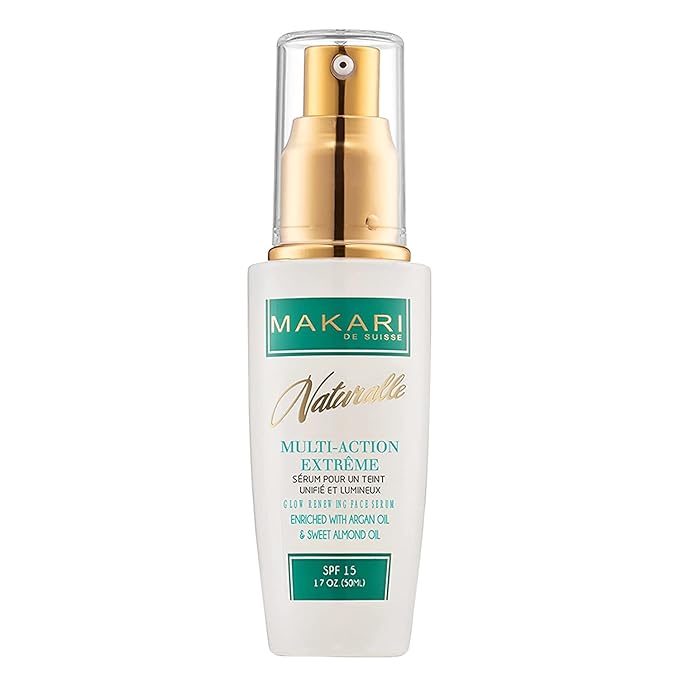 Makari Naturalle Multi-Action Extreme Brightening Serum (1.7 oz) | Brightening-Inspired Serum for Uneven Areas | Moisturizing Formula for Dry & Irritated Skin with Argan Oil & SPF15