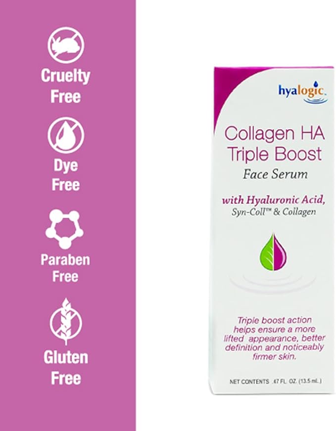 Hyalogic HA Collagen Serum - Triple Boost Face for Skin Care - Peptides for Face, Youthful Firmness & Elasticity Boost, Fragrance & Paraben Free Marine 0.47 FL OZ