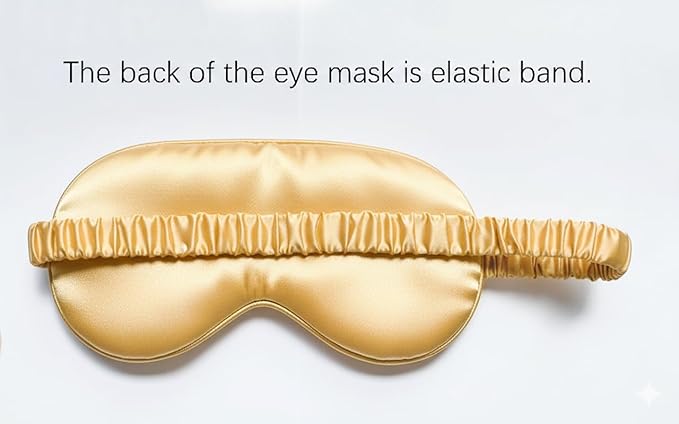 [3 Pack] QSYW Sleep Masks, Satin Eye Mask for Sleeping - Silky Eye Masks Bulk with Storage Bag & Elastic Strap, Golden