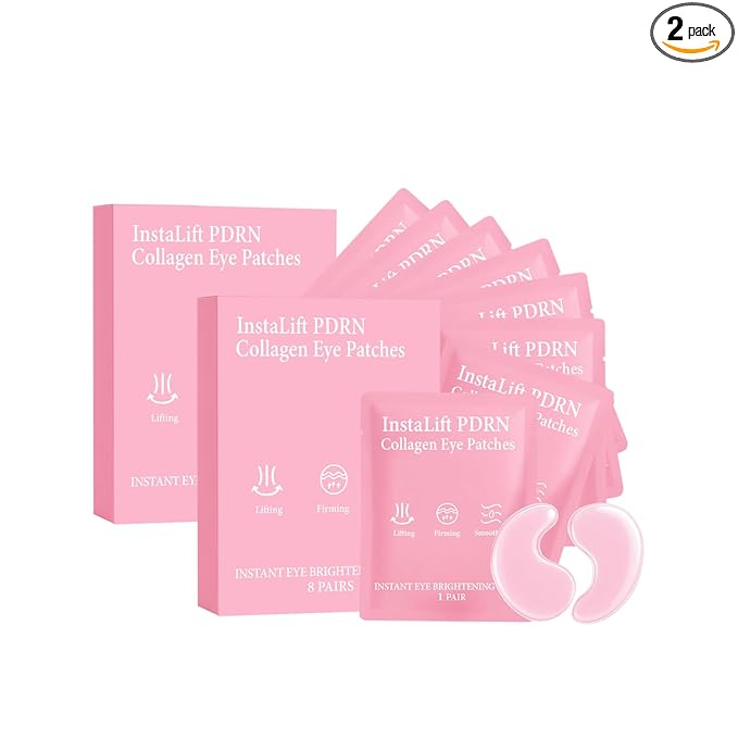 Instalift PDRN & Collagen Eye Patches,Under Eye Patches with Hyaluronic Acid & Collagen, Deeply Hydrating Patches for Puffy Eyes and Dark Circles(8 Pairs Each)(2 PCS)