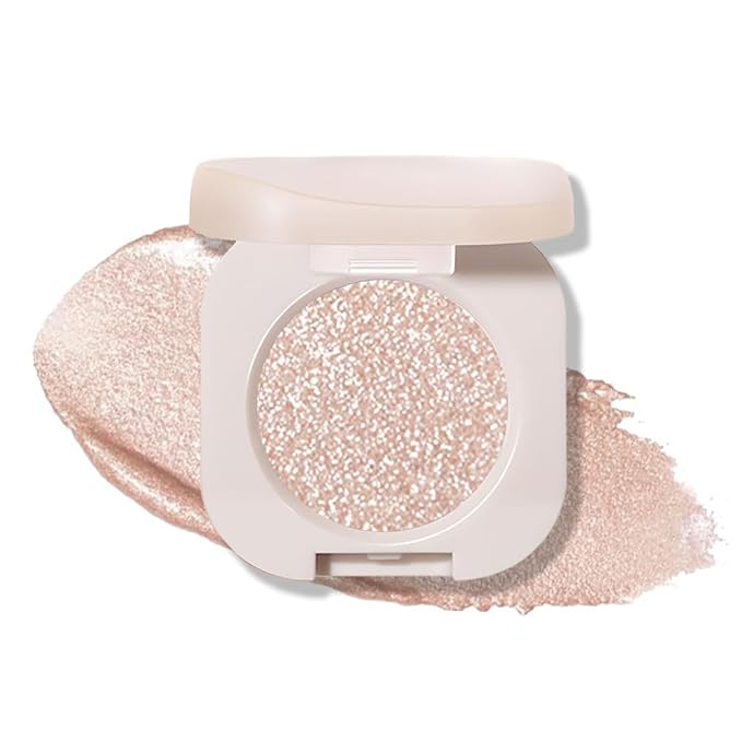 CAKAILA Monochrome Glittler Shimmer Eyeshadow Palette,Light Brown White Shimmer Powder Eyeshadow,24 Hour Waterproof Blendable Pressed Glitter Single Eye Shadow Apply Makeup Easily, Vegan