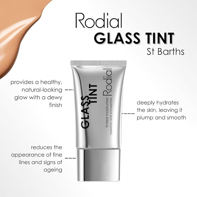 Rodial Glass Skin Tint - Tinted Moisturizer Shade 3 St Barths, Liquid Lightweight Foundation for Natural Makeup (1 fl oz)