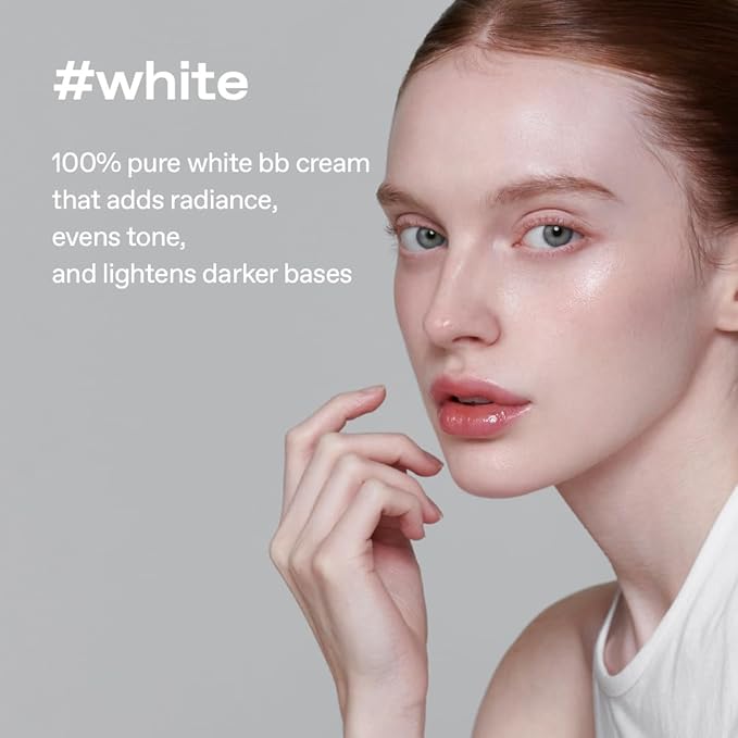 glow breathable blemish balm #white, light-coverage bb cream & tinted moisturizer, skincare-like finish with green tea leaf water infusion, healthy radiant non-comedogenic, 1 fl oz