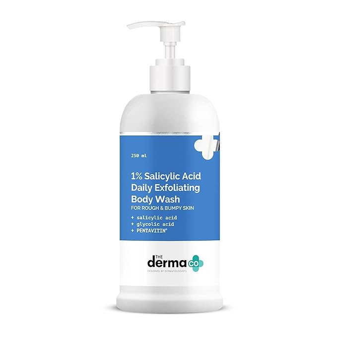 The Derma Co 1% Salicylic Acid Exfoliating Body Wash | Gently Cleanses & Exfoliates | Hydrating Body Cleanser | 8.45 Fl Oz/250ml