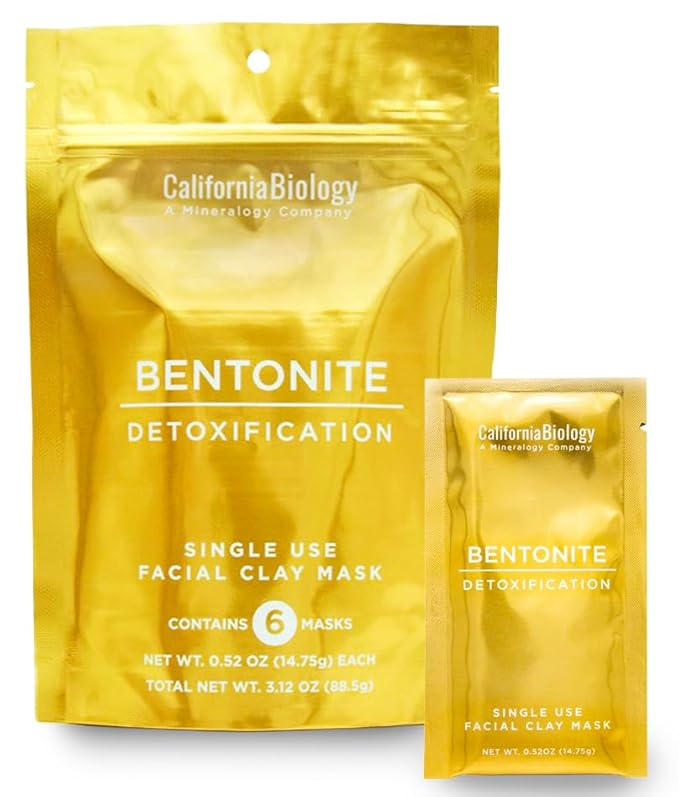 California Biology Clay Mask - 6 Count Calcium Bentonite Clay, Deep Pore Facial Mask | Indian Healing Clay Skin Detox Treatment, Natural Facial Treatments & Masks for Acne Care, Skincare Solution