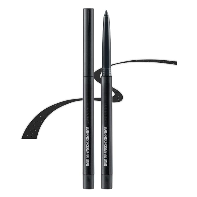 eyeliner pencil retractable eyeliner creamy pigmented smudge proof eye liner pen Shimmer Black