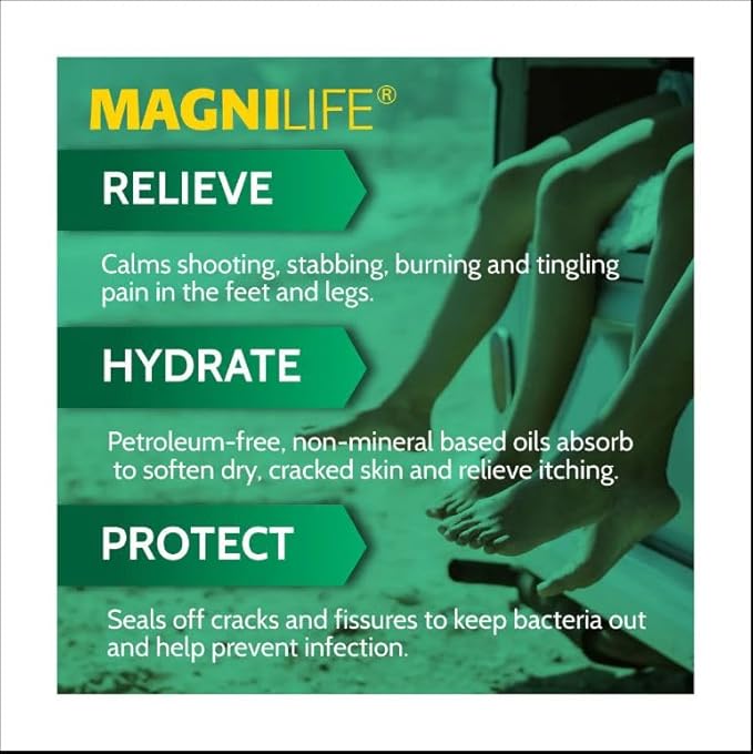 MagniLife DB Pain Relieving Foot Cream, 4 Oz Jar (2 Pack) Calming Relief for Burning, Tingling, Shooting & Stabbing in Feet & Legs, Moisturizing & Hydrating Foot Cream for Diabetic & Sensitive Skin