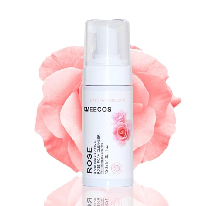 XMEECOS Rose Foam cleanser Rose Repair Cream Cleansing Mousse Make Up Remover Face Wash Cruelty Free (Rose)