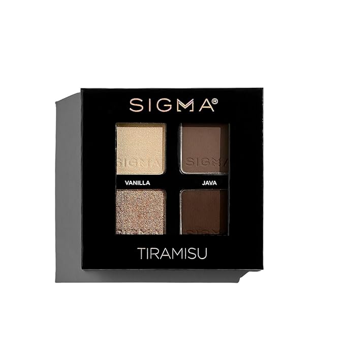 Sigma Beauty Tiramisu Eyeshadow Quad — Makeup Eyeshadow Quad with a Buttery Soft Formula and Buildable, Blendable Shades for a Flawless Eye Look, Designed for All Day Wear