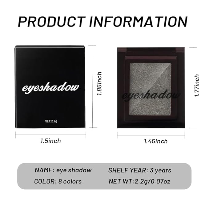 WanTuoluo Sparkly Eyeshadow Palette for Women, Single Monochrome Eye Shadow Makeup, Shiny Pressed Cream Powder, Blendable Natural sombras para ojos, Holographic,Vegan,Travel (03-Glitter-Silver White)
