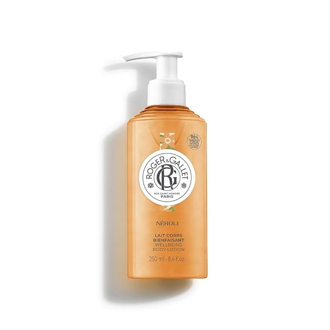ROGER & GALLET Wellbeing Body Lotion – Lightweight Hydrating Body Moisturizer with Shea Butter & Natural Orange Blossom Extract – Fast Absorbing, Non-Greasy Daily Lotion (Néroli | 8.4 oz)