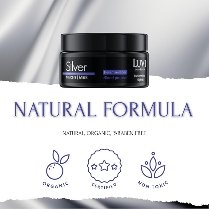 LUVI COSMETICS Silver Mask Blond Protect (8.47 fl oz/240 g) - Essential Blonde Hair Care for Glossy Hair Treatment, Superior Home Hair Treatment Solution
