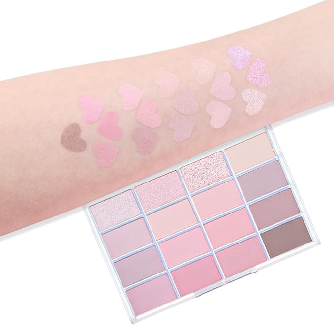 CAKAILA 16Colors Pink Nude Brown Basics Matte Eyeshadow Palette,Muted Pink Eye Shadow Makeup Travel Makeup Palette all in one Long Lasting Waterproof,Great for Travel Gift Kit