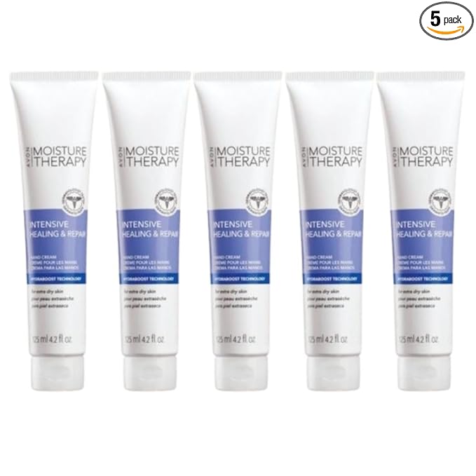 Avon Moisture Therapy Intensive Healing & Repair Hand Cream for Women & Men – Pack of 5, Deep Hydration Hand Moisturizer for Dry Cracked Skin, Hypoallergenic & Fragrance-Free, 4.2 oz Each